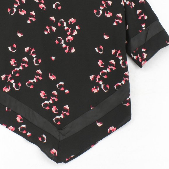 Alfani Womens Plus Size Black Floral Print 3/4 Sleeve Pointed Hem Scoop Neck Top - Picture 4 of 6